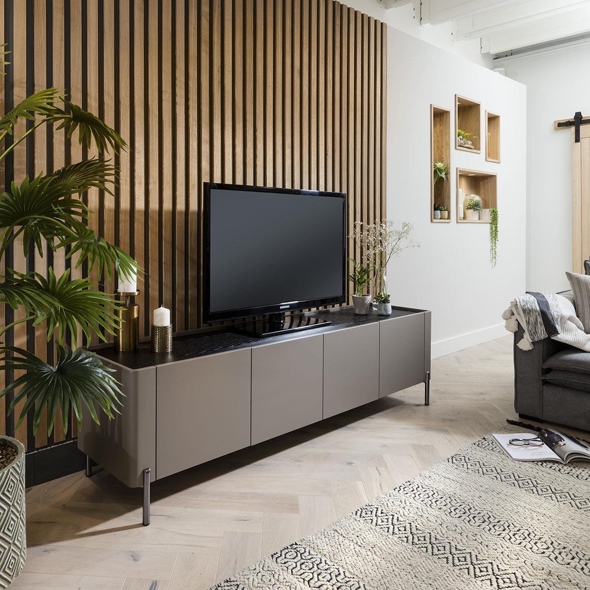 Newton TV Stand Cabinet Matte Taupe 200cm