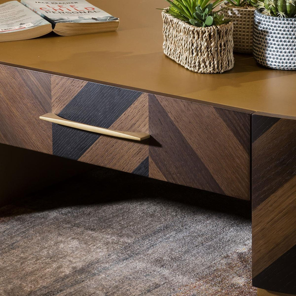 Rodez Oval Coffee Table with Drawer Brown