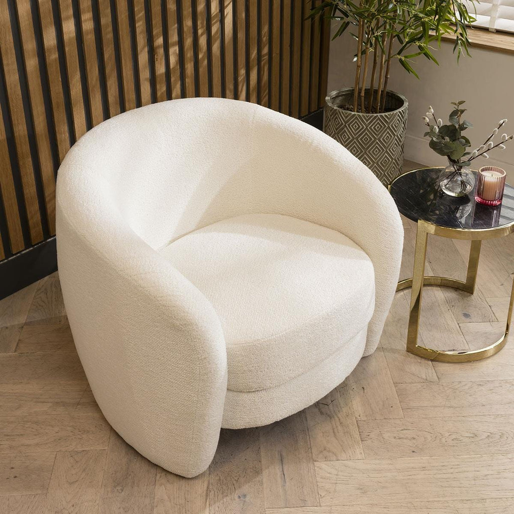 Petra Vanilla Occasional Accent Armchair White Boucle