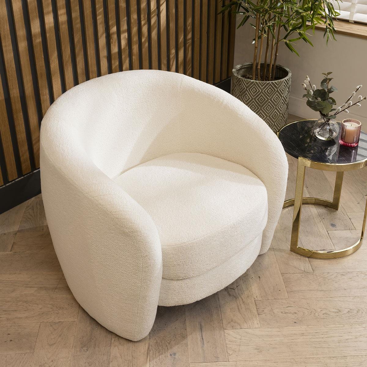 Petra Vanilla Occasional Accent Armchair White Boucle