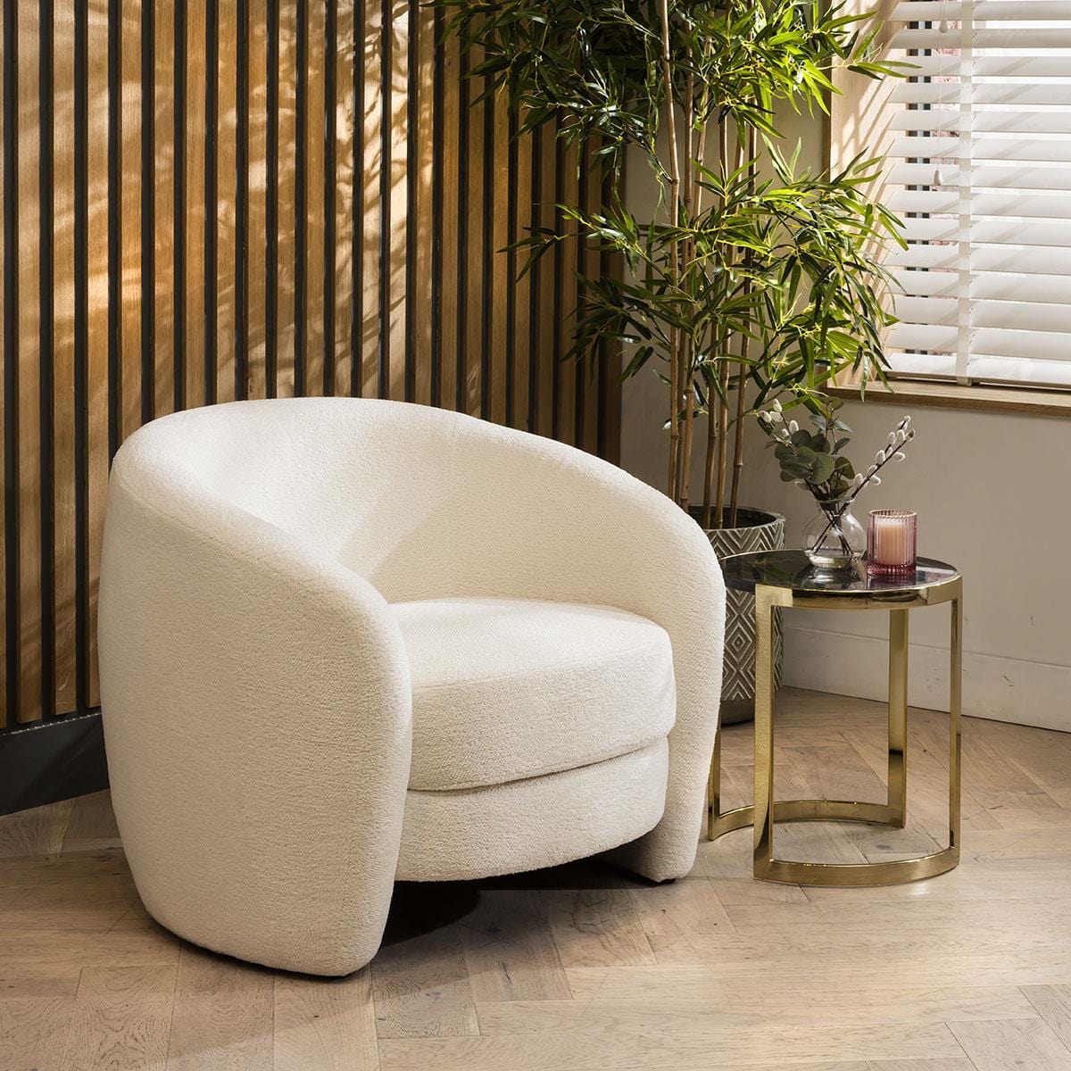 Petra Vanilla Occasional Accent Armchair White Boucle