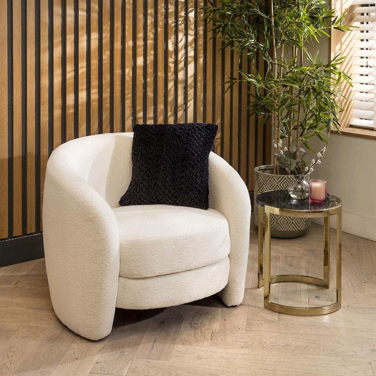 Petra Vanilla Occasional Accent Armchair White Boucle