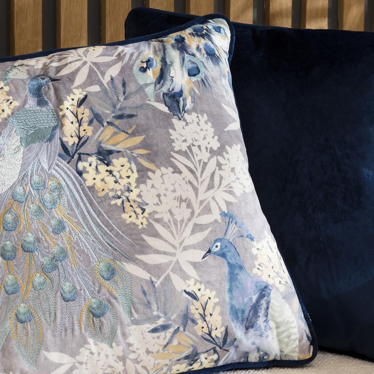 Pippa Peacock Velvet Scatter Cushion 45cm