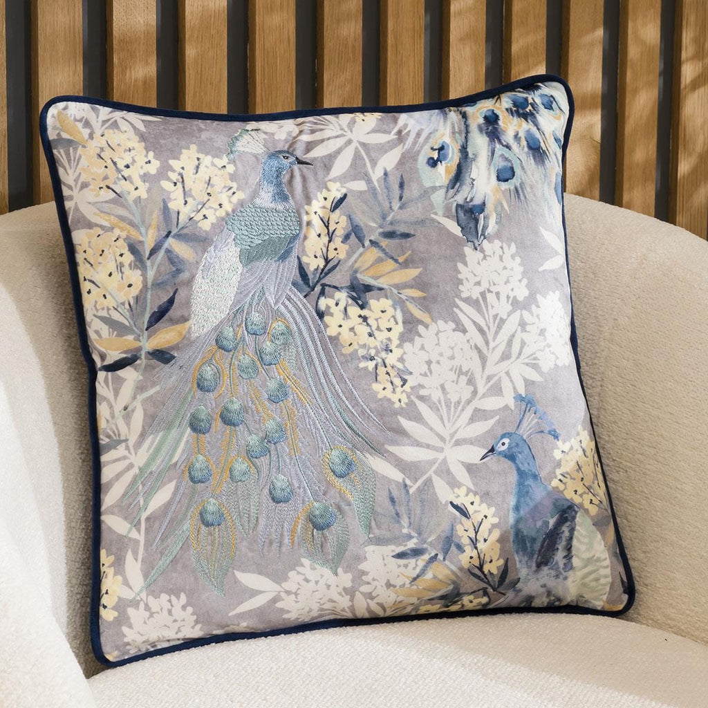 Pippa Peacock Velvet Scatter Cushion 45cm