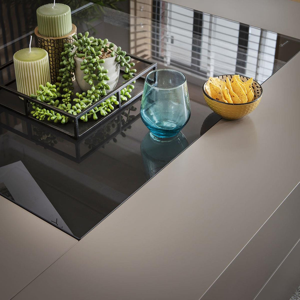 Billie Large Square Coffee Table Grey & Smoked Glass 120cm