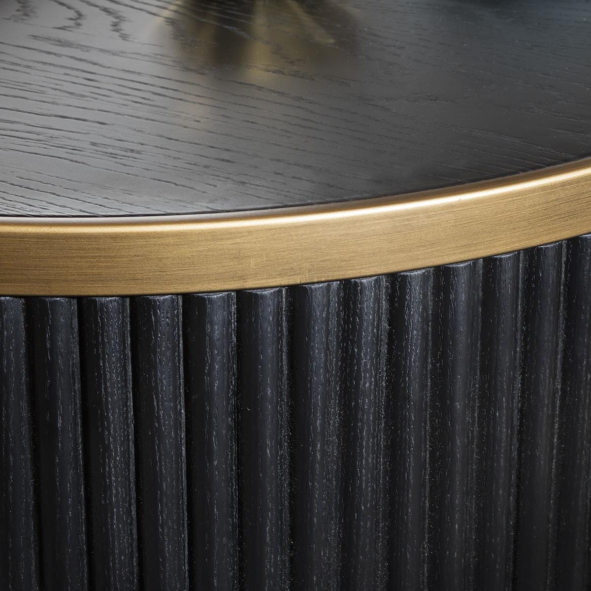 Dorian Round Nesting Side Table Set Black Oak & Brass 60cm