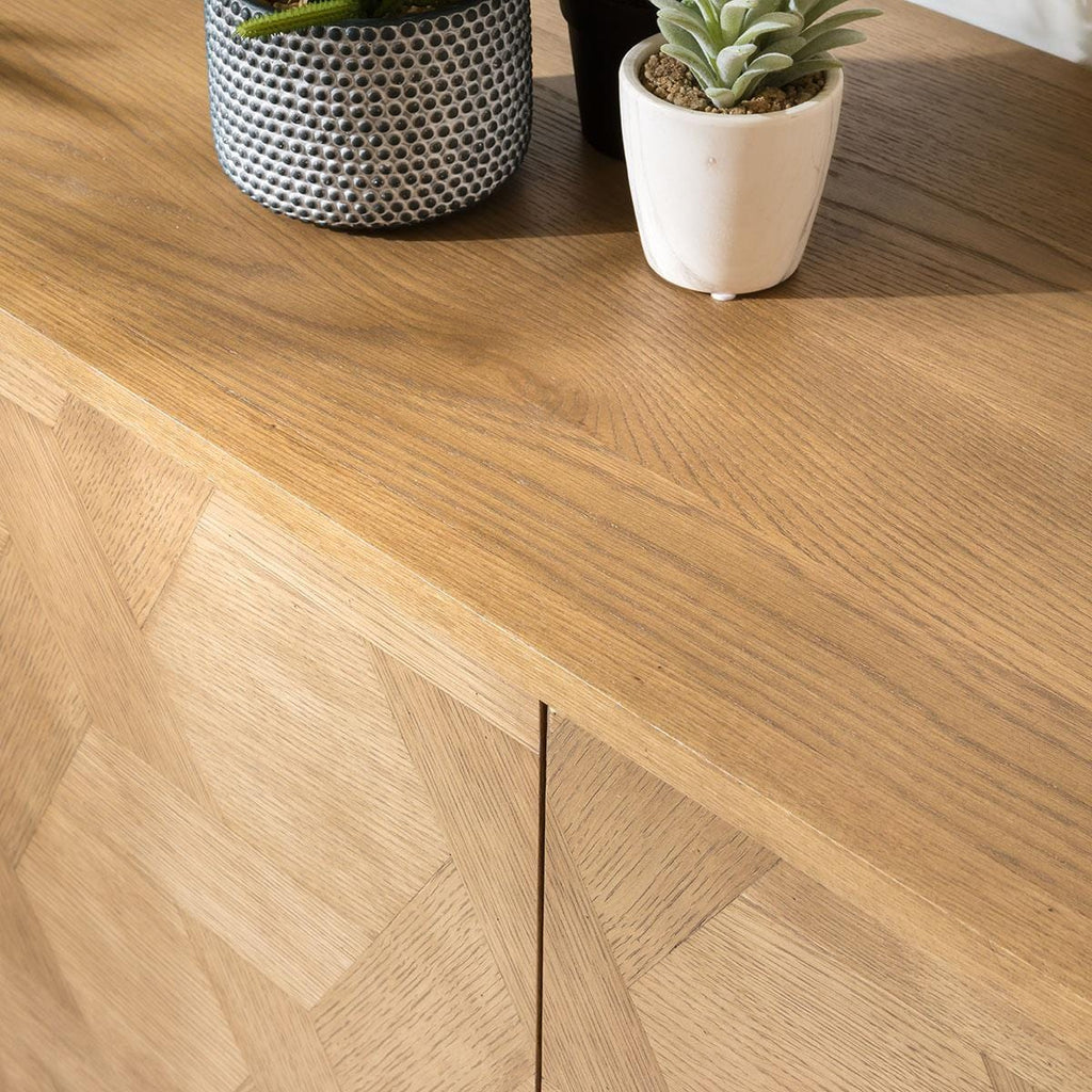 Hemingway 2 Door Sideboard Buffet Oak & Gold Brown 108cm