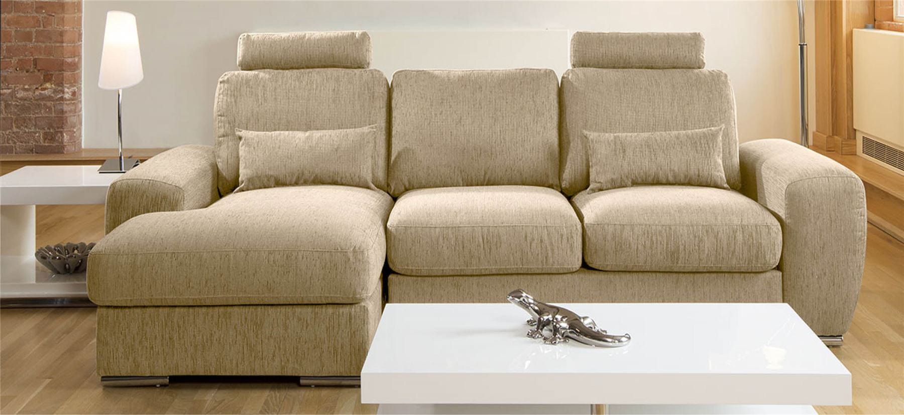 Qiuatropi Large Modern 3 Seater Sofa Couch with Chaise L Shape 38LH