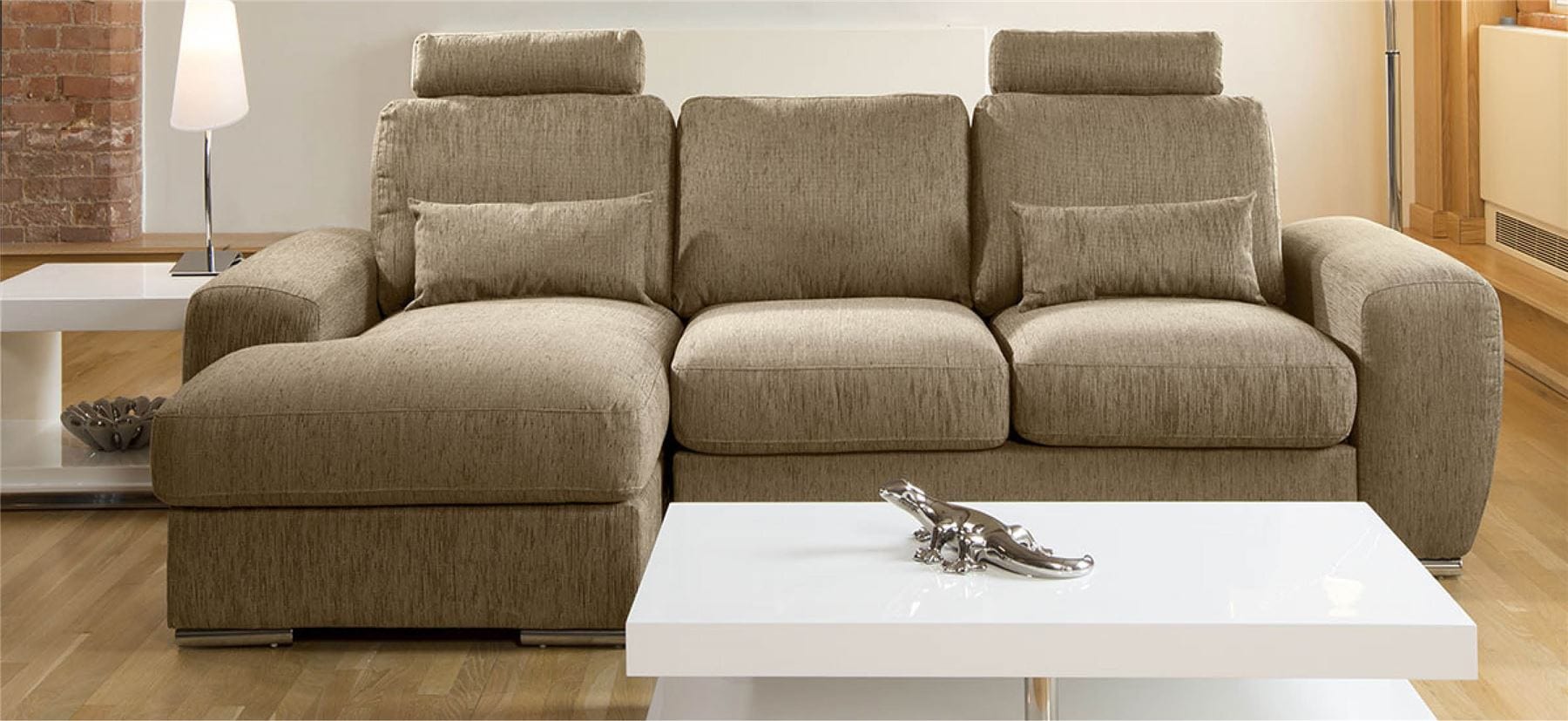 Qiuatropi Large Modern 3 Seater Sofa Couch with Chaise L Shape 38LH