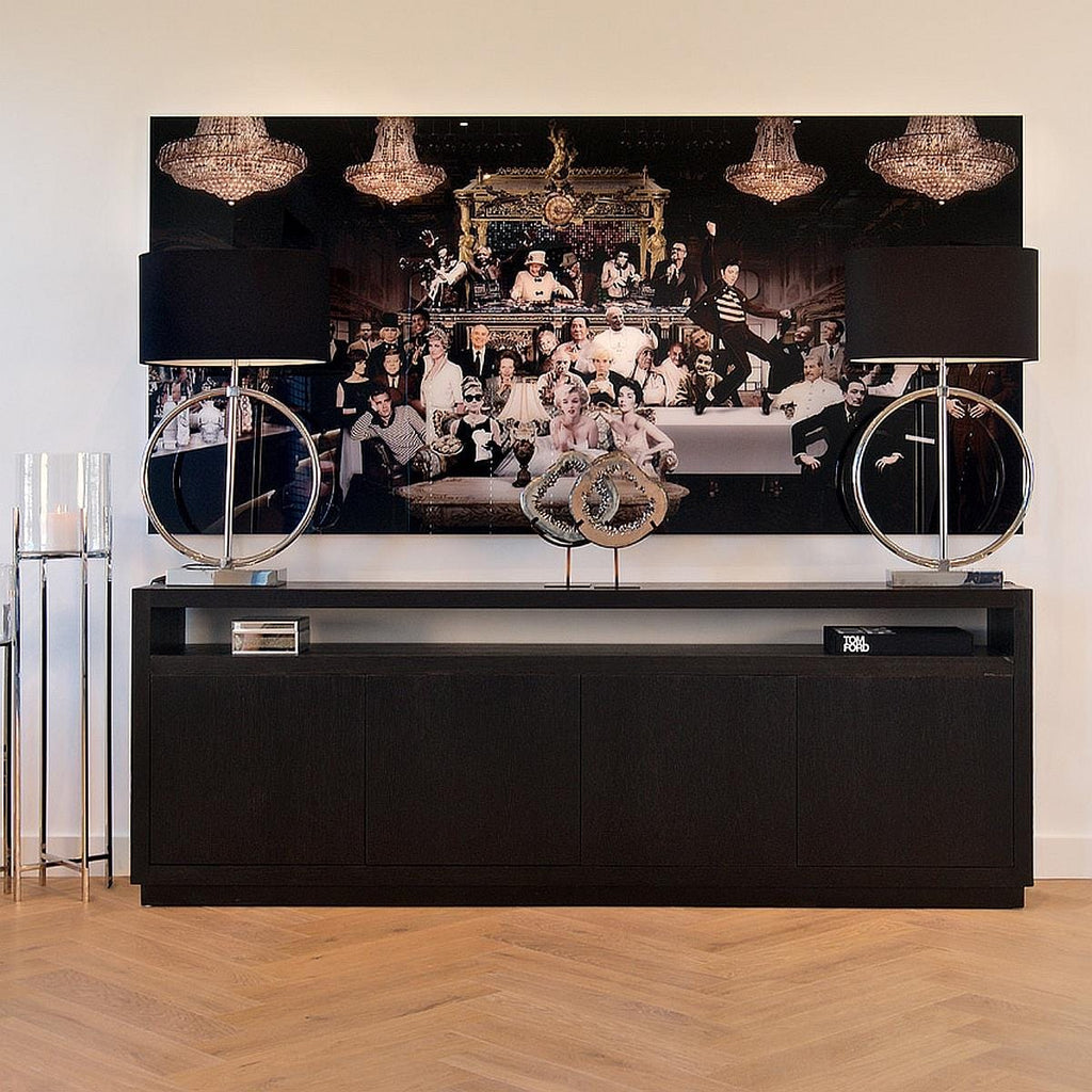 Quatropi 2.4m Black Oak Sideboard Dresser with 4 Cupboards and Open Shelf