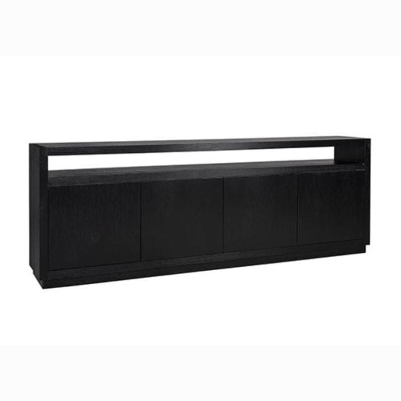 Quatropi 2.4m Black Oak Sideboard Dresser with 4 Cupboards and Open Shelf