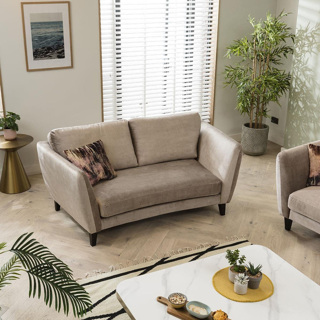 Quatropi 2 Seater Sofa - Compact Curved Sofa - Choose Your Fabric - 184cm