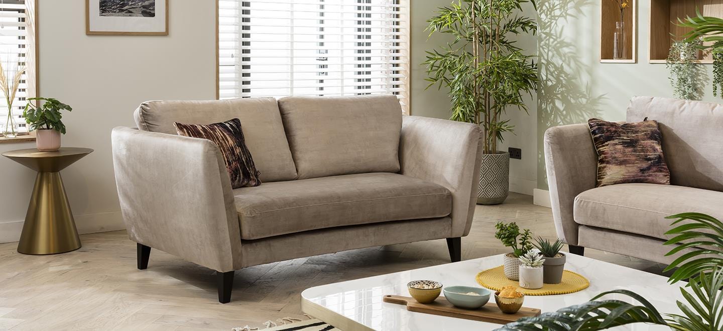 Quatropi 2 Seater Sofa - Compact Curved Sofa - Choose Your Fabric - 184cm