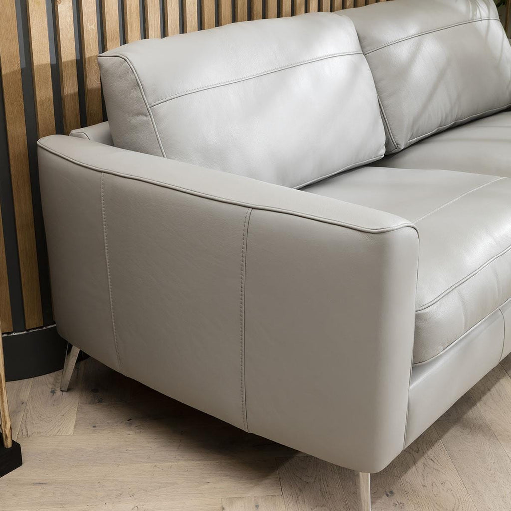 Quatropi 3 Seater Premium Modern Sofa - Real Leather Grey- 215cm In Stock