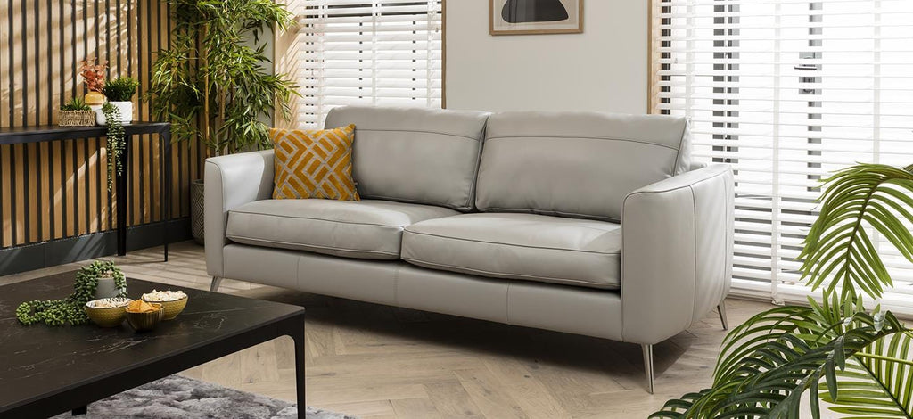 Quatropi 3 Seater Premium Modern Sofa - Real Leather Grey- 215cm In Stock