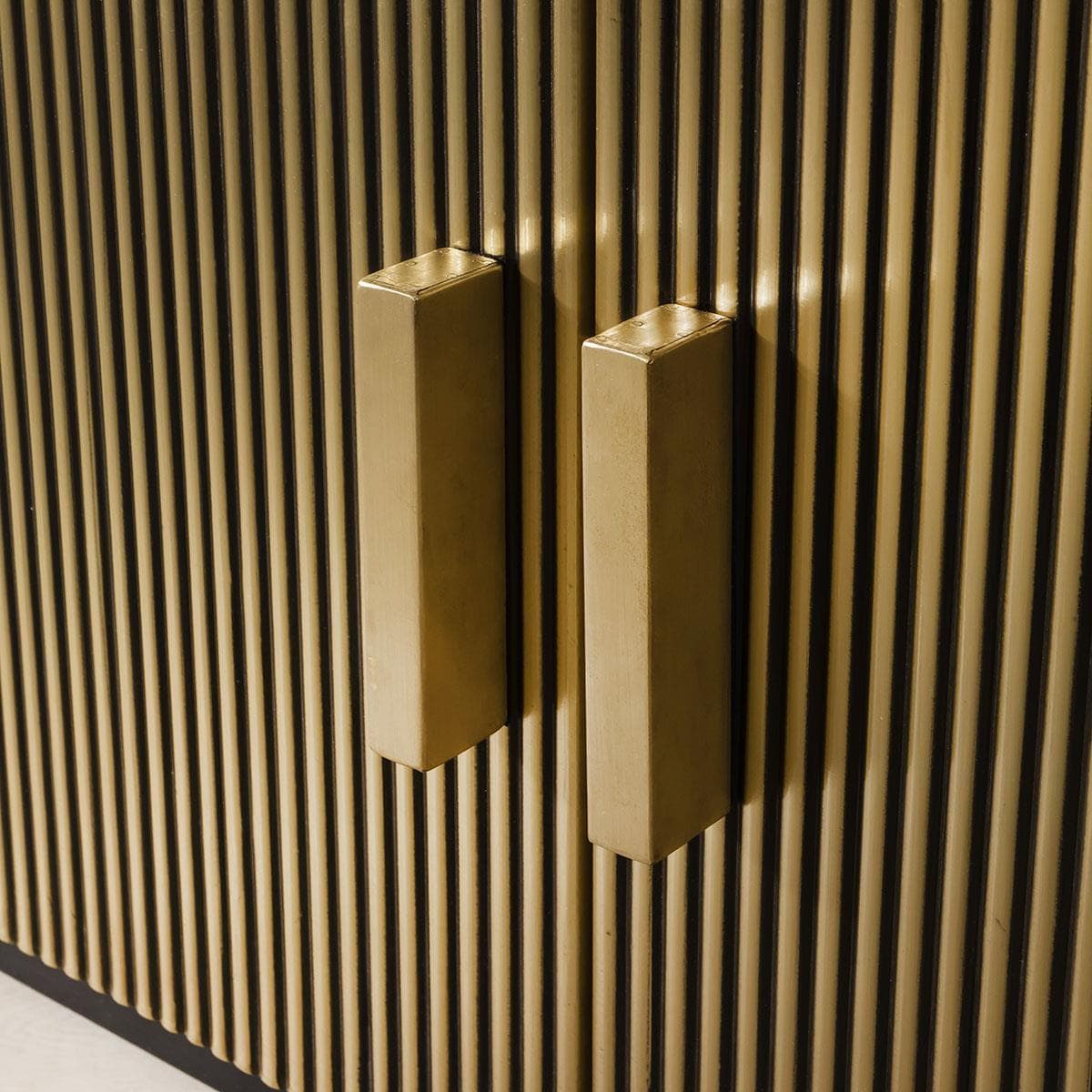 Quatropi 4 Door Sideboard Unit 160cm - Gold With Black Marble Top - Ironville