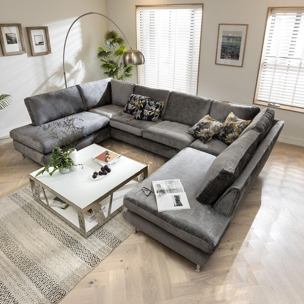 Quatropi 4 Seater Modular U-Shape Sofa - Open End Cinema Sofa, Tessa 343x225cm