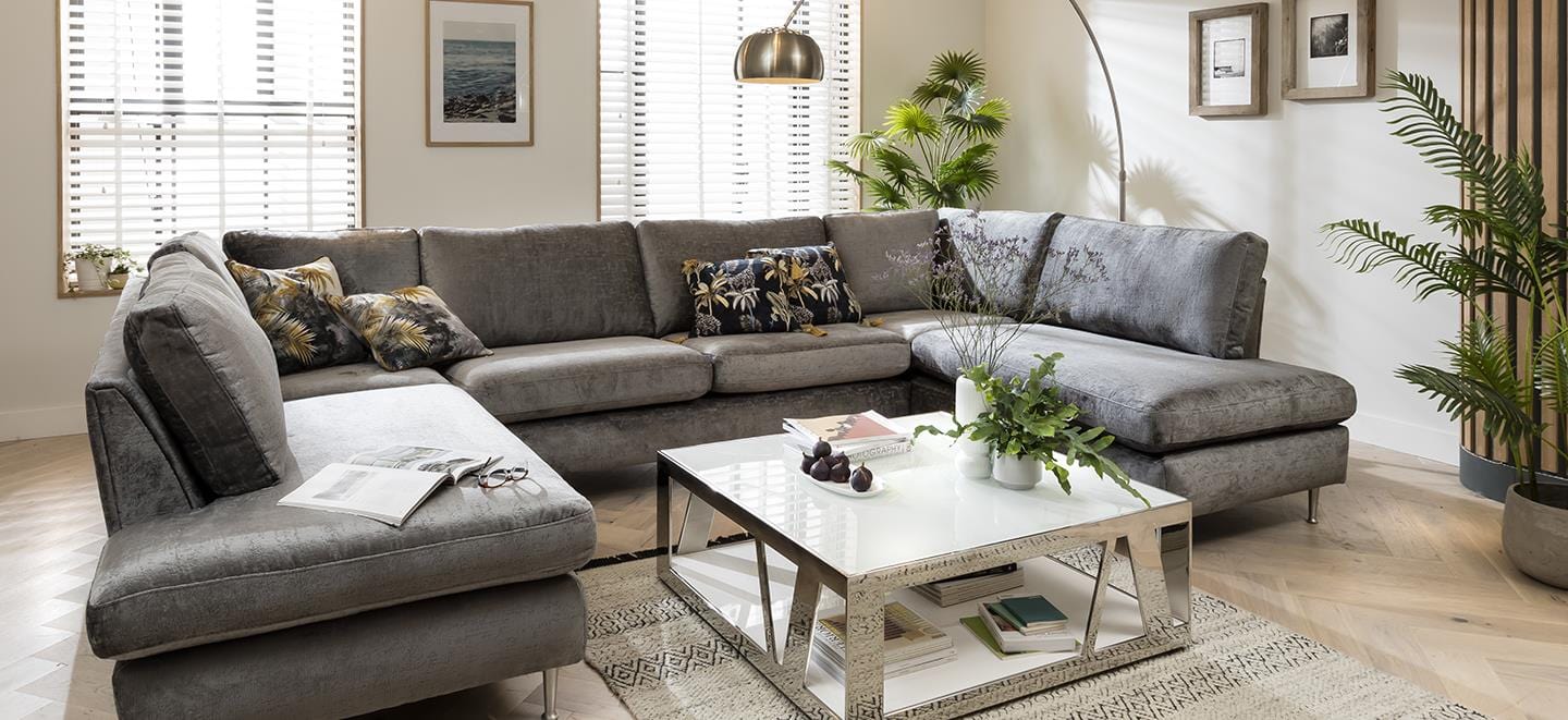 Quatropi 4 Seater Modular U-Shape Sofa - Open End Cinema Sofa, Tessa 343x225cm