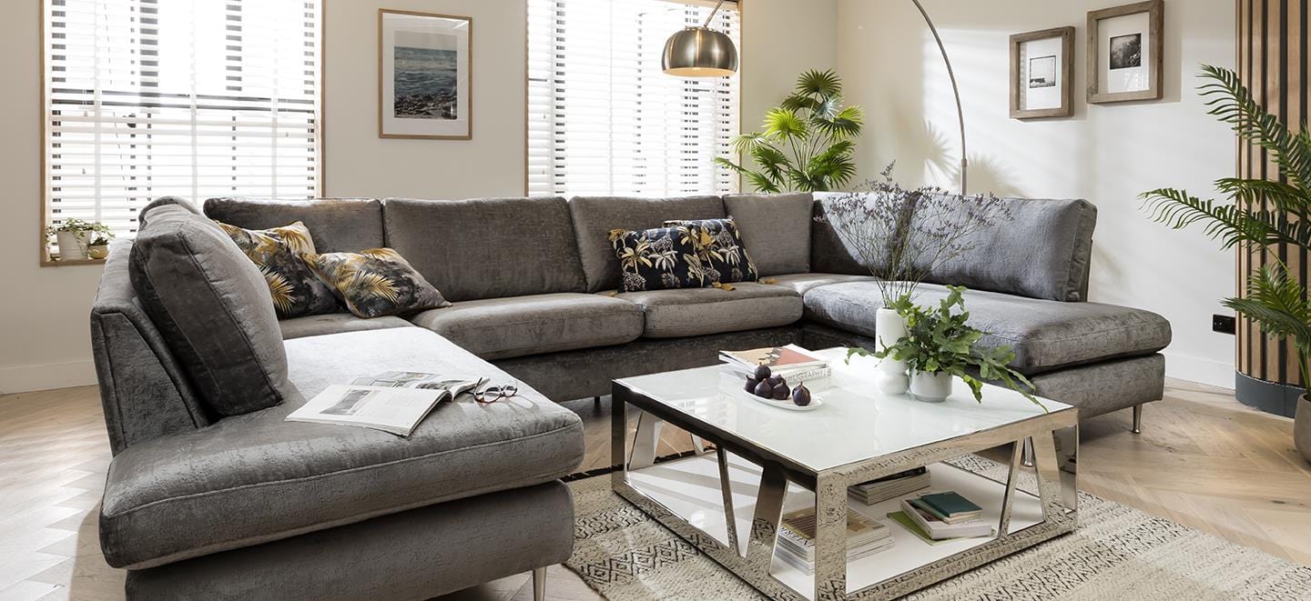 Quatropi 4 Seater Modular U-Shape Sofa - Open End Cinema Sofa, Tessa 343x225cm