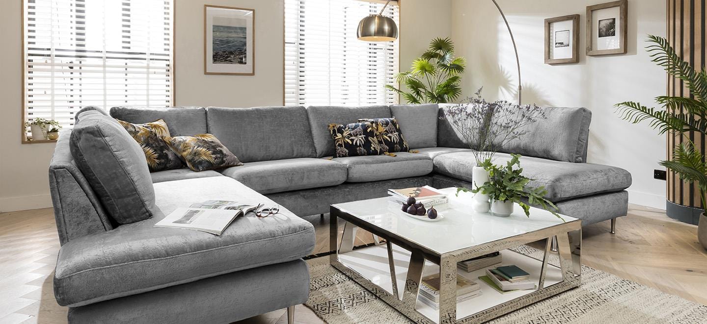 Quatropi 4 Seater Modular U-Shape Sofa - Open End Cinema Sofa, Tessa 343x225cm