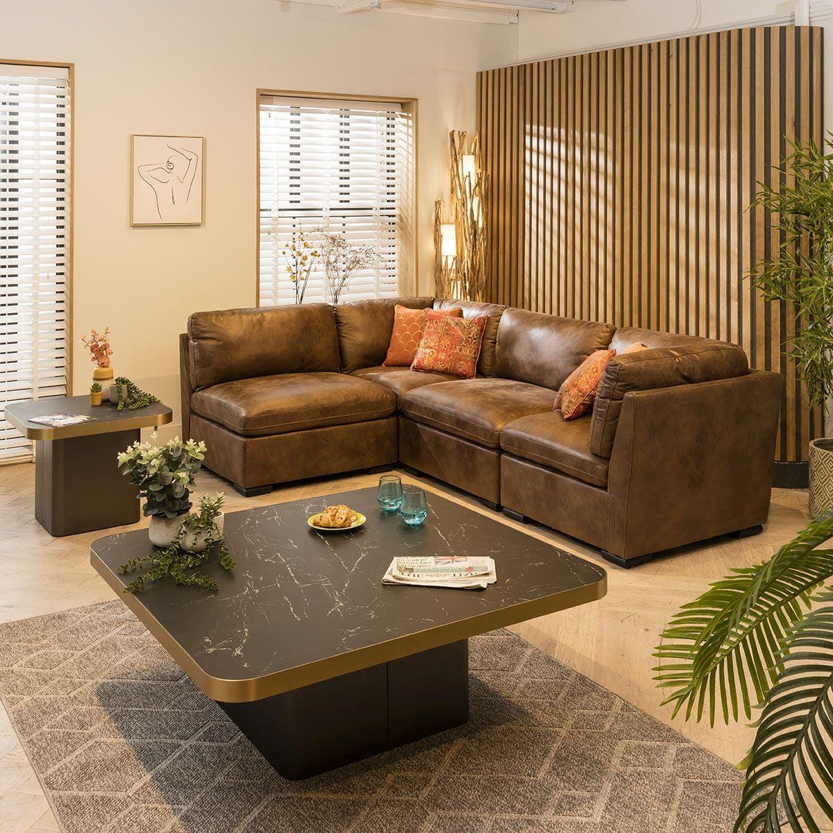 Mikey 4 Seater Corner Sofa Brown 285x190cm 12R