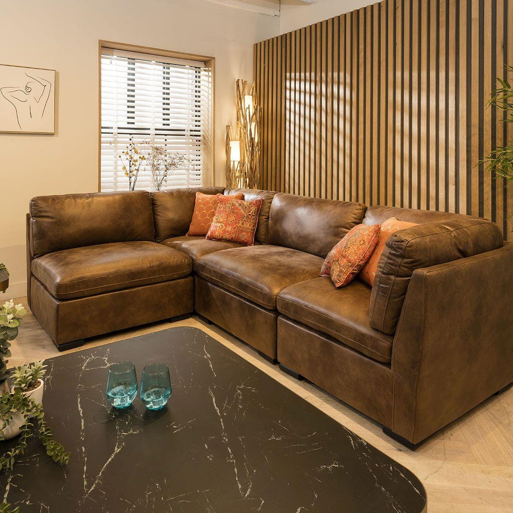 Mikey 4 Seater Corner Sofa Brown 285x190cm 12R