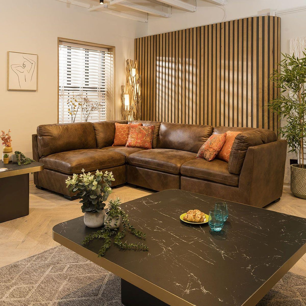 Mikey 4 Seater Corner Sofa Brown 285x190cm 12R