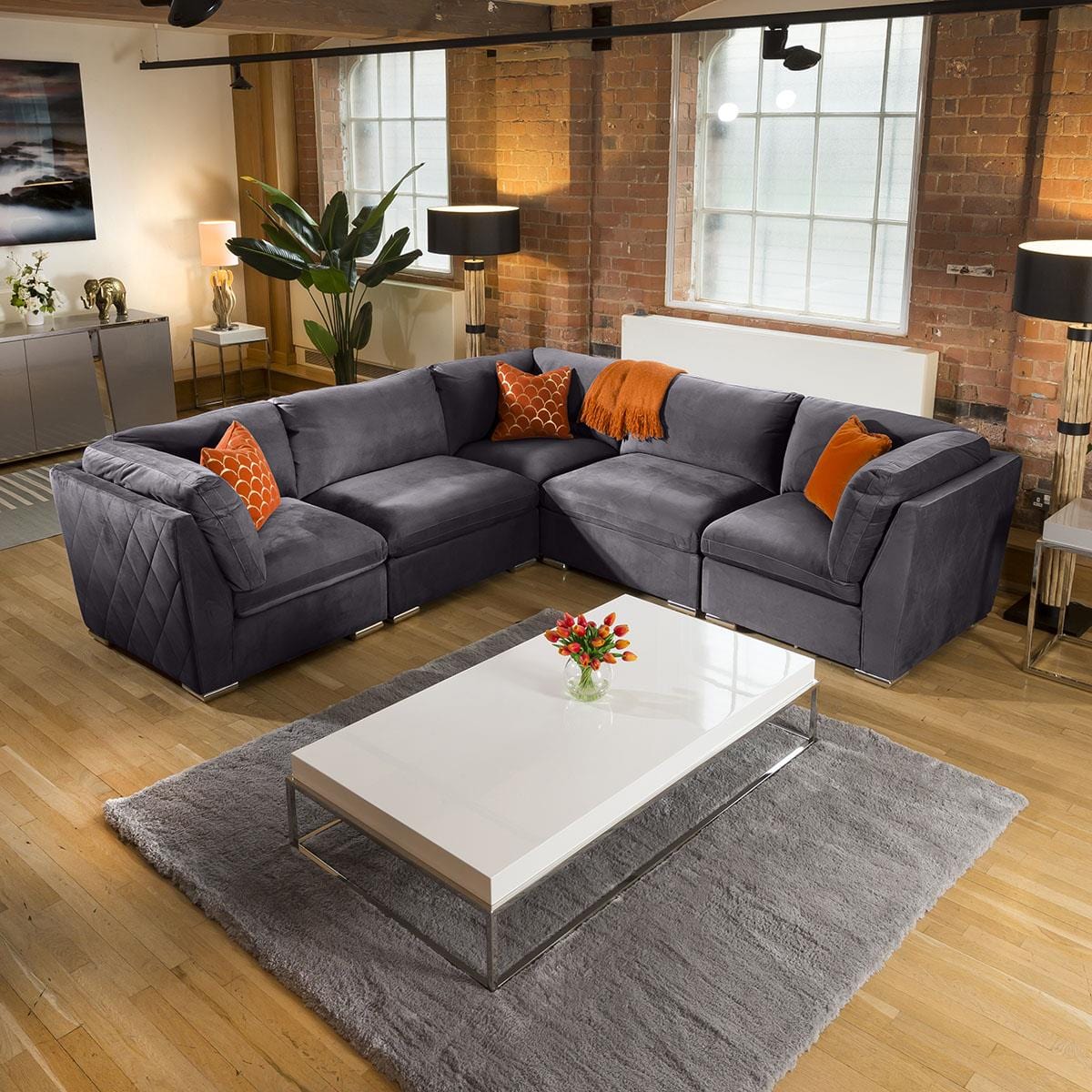 Mikey 5 Seater Corner Sofa Dark Grey 285x285cm 14