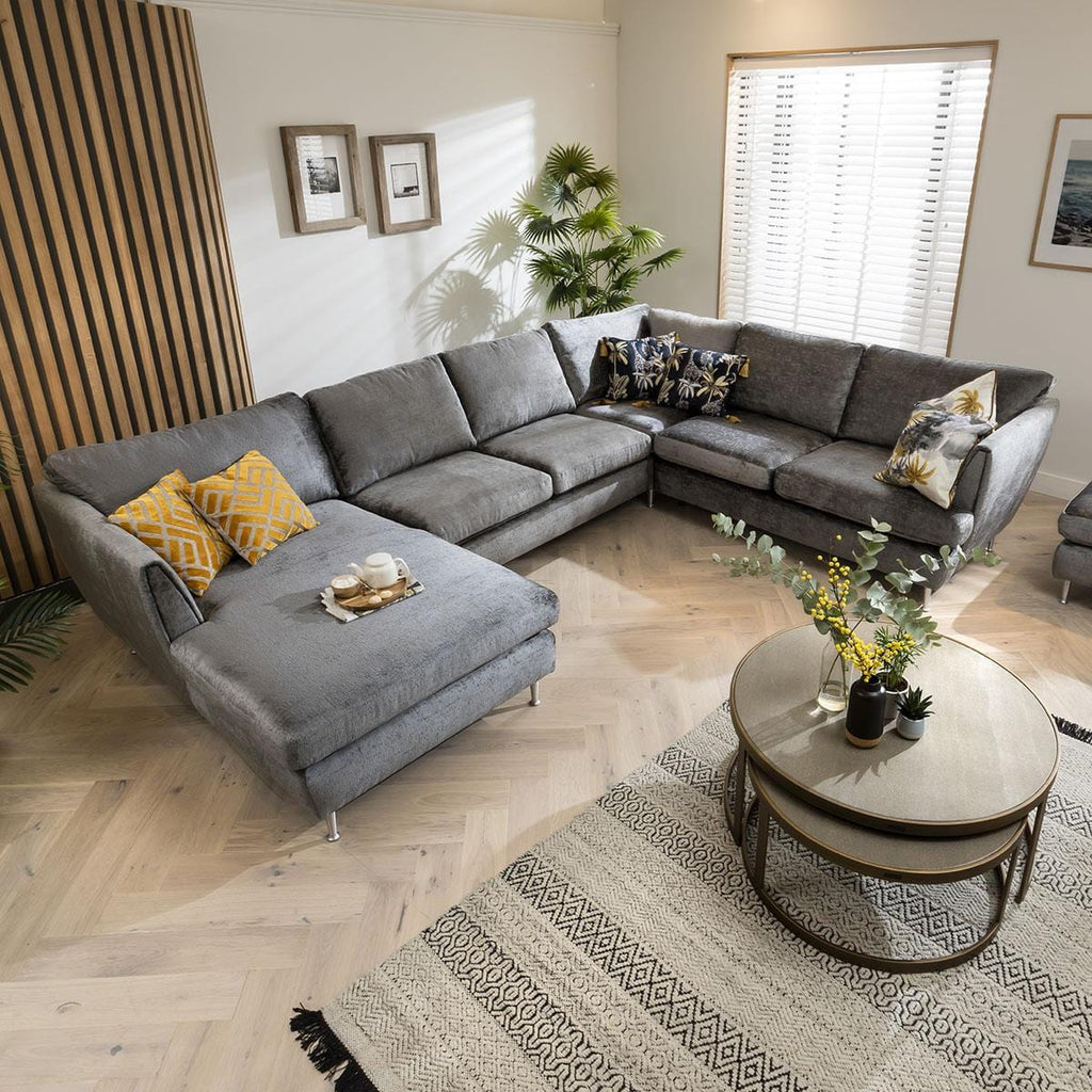 Quatropi 5 Seater Modular Corner Sofa - Right Hand Chaise End, Tessa 350x260cm