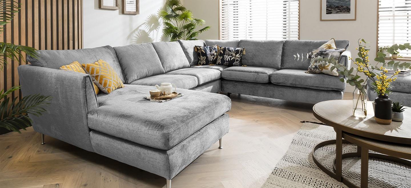 Quatropi 5 Seater Modular Corner Sofa - Right Hand Chaise End, Tessa 350x260cm