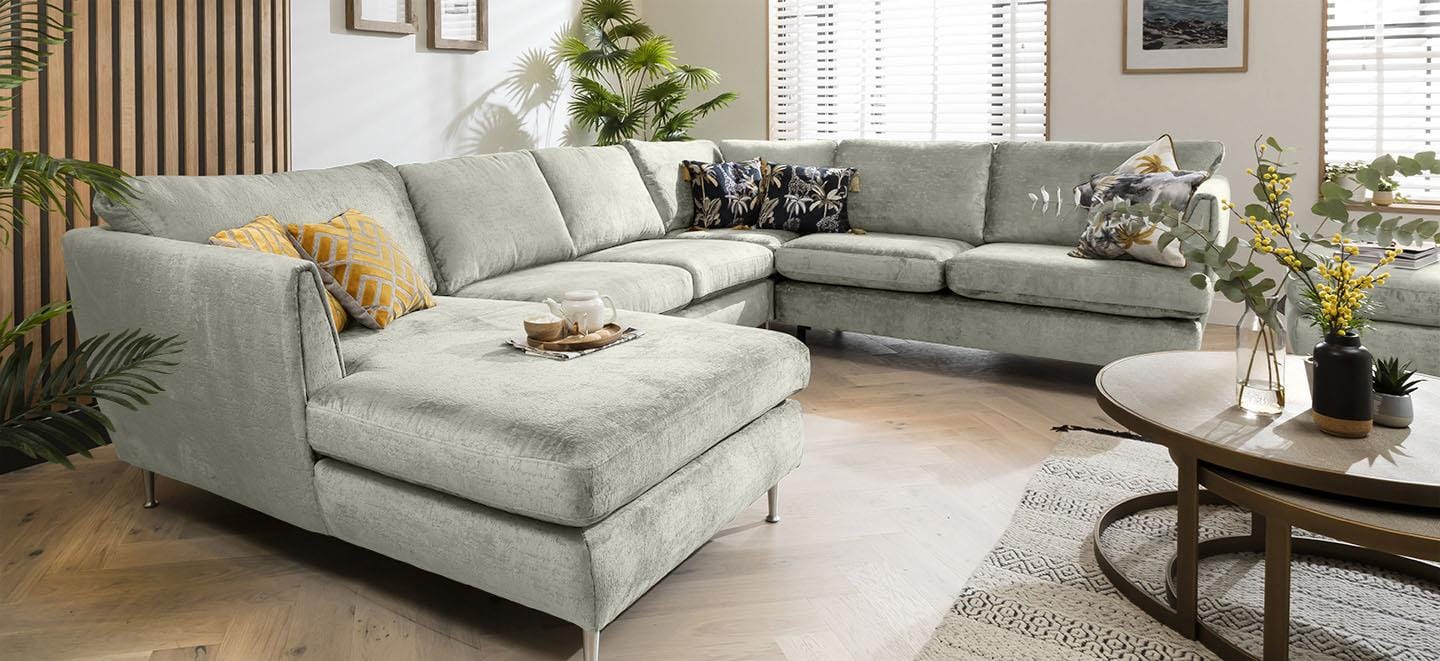 Quatropi 5 Seater Modular Corner Sofa - Right Hand Chaise End, Tessa 350x260cm