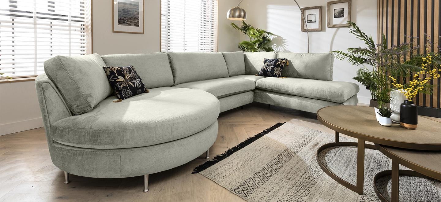 Quatropi 5 Seater Modular Corner Sofa - Round Chaise End, Tessa 376x225cm