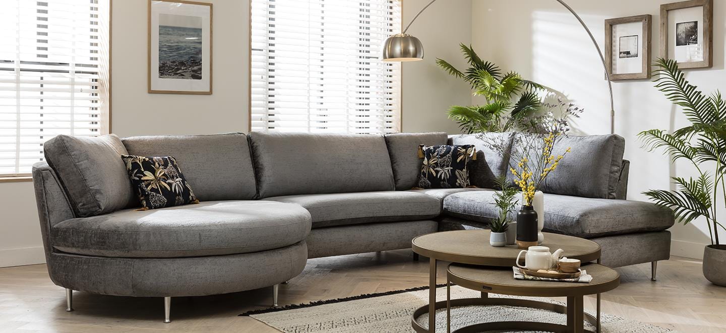 Quatropi 5 Seater Modular Corner Sofa - Round Chaise End, Tessa 376x225cm