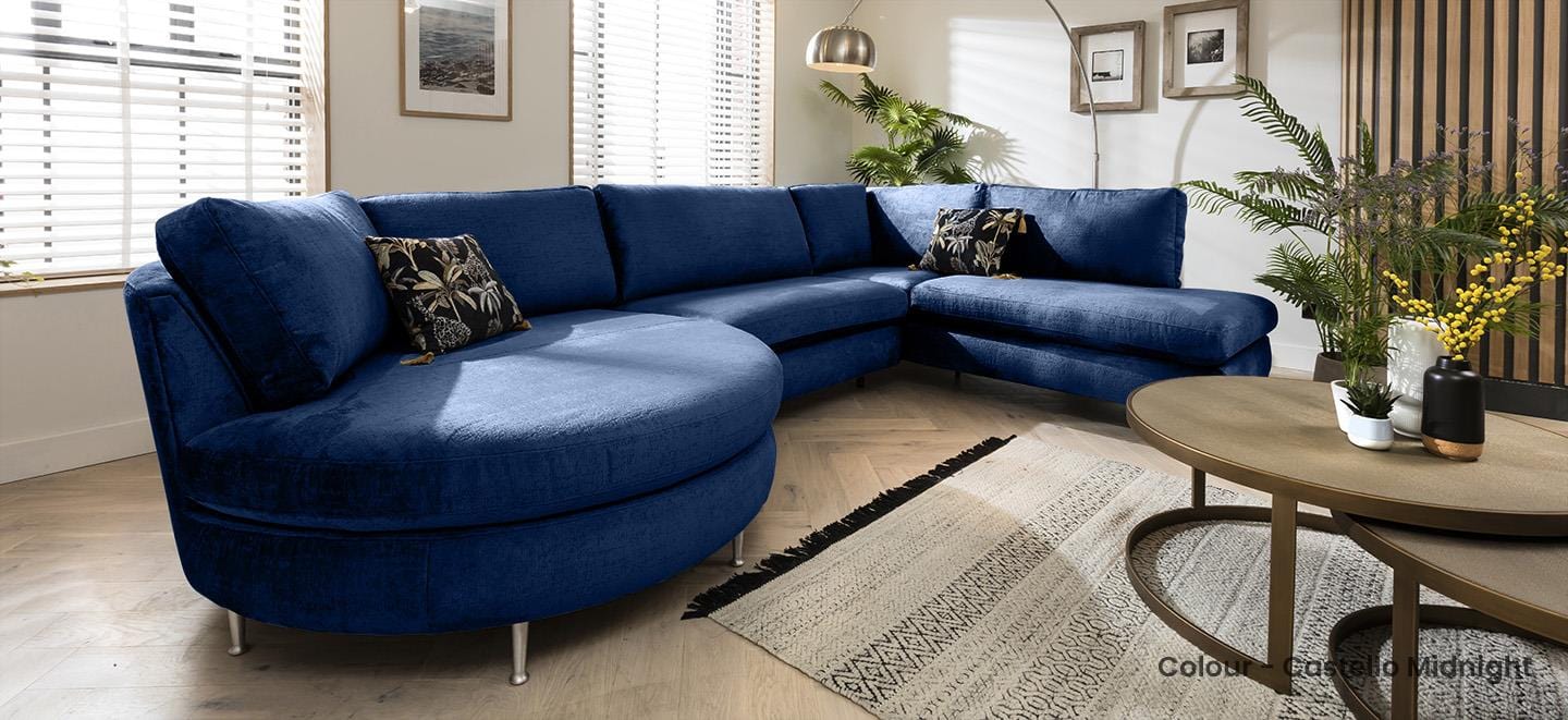Quatropi 5 Seater Modular Corner Sofa - Round Chaise End, Tessa 376x225cm
