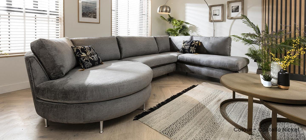 Quatropi 5 Seater Modular Corner Sofa - Round Chaise End, Tessa 376x225cm