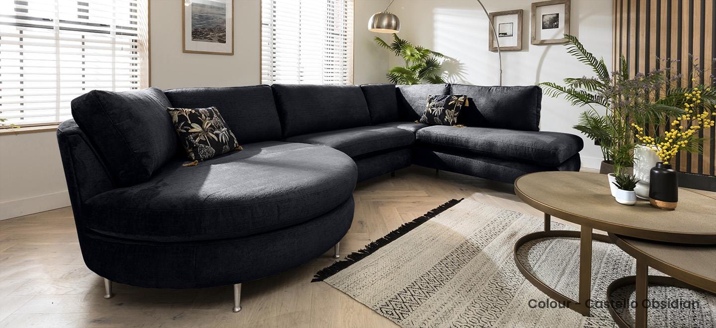 Quatropi 5 Seater Modular Corner Sofa - Round Chaise End, Tessa 376x225cm