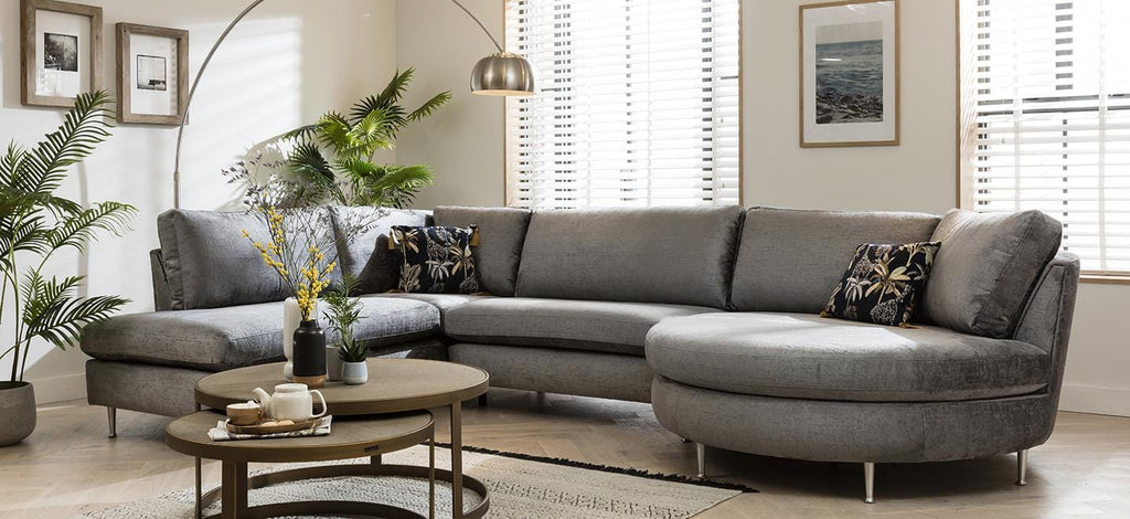 Quatropi 5 Seater Modular Corner Sofa - Round Chaise Right End, Tessa 376x225cm