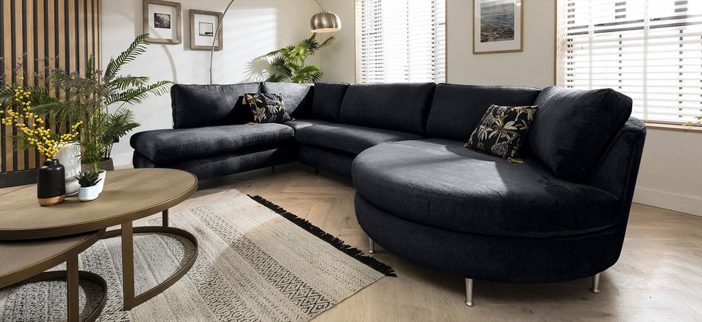 Quatropi 5 Seater Modular Corner Sofa - Round Chaise Right End, Tessa 376x225cm