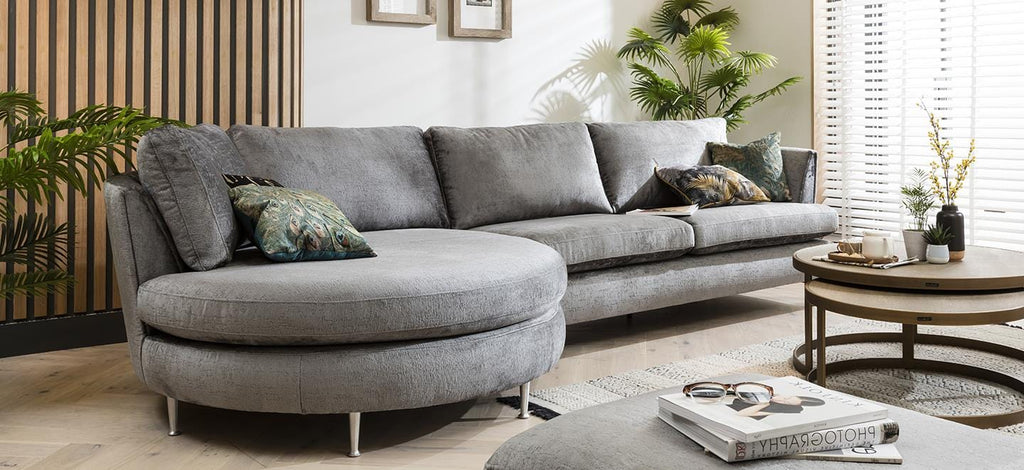 Quatropi 5 Seater Modular Sofa - Round Snuggle Chaise End, Tessa 352x165cm