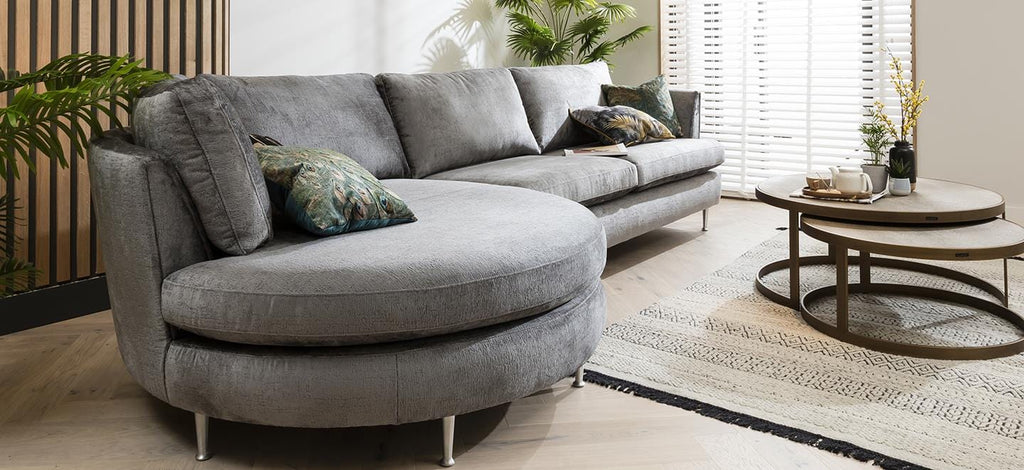 Quatropi 5 Seater Modular Sofa - Round Snuggle Chaise End, Tessa 352x165cm