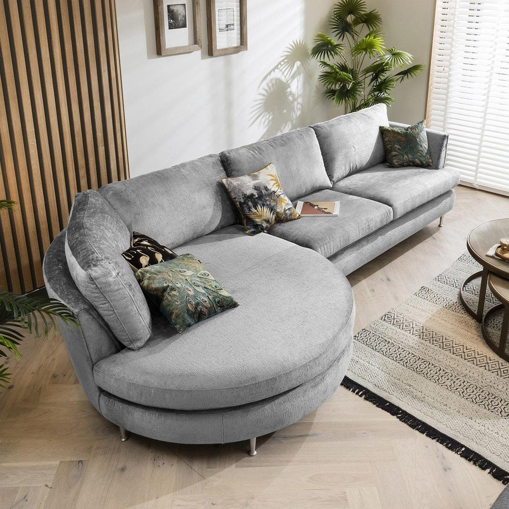Quatropi 5 Seater Modular Sofa - Round Snuggle Chaise End, Tessa 352x165cm