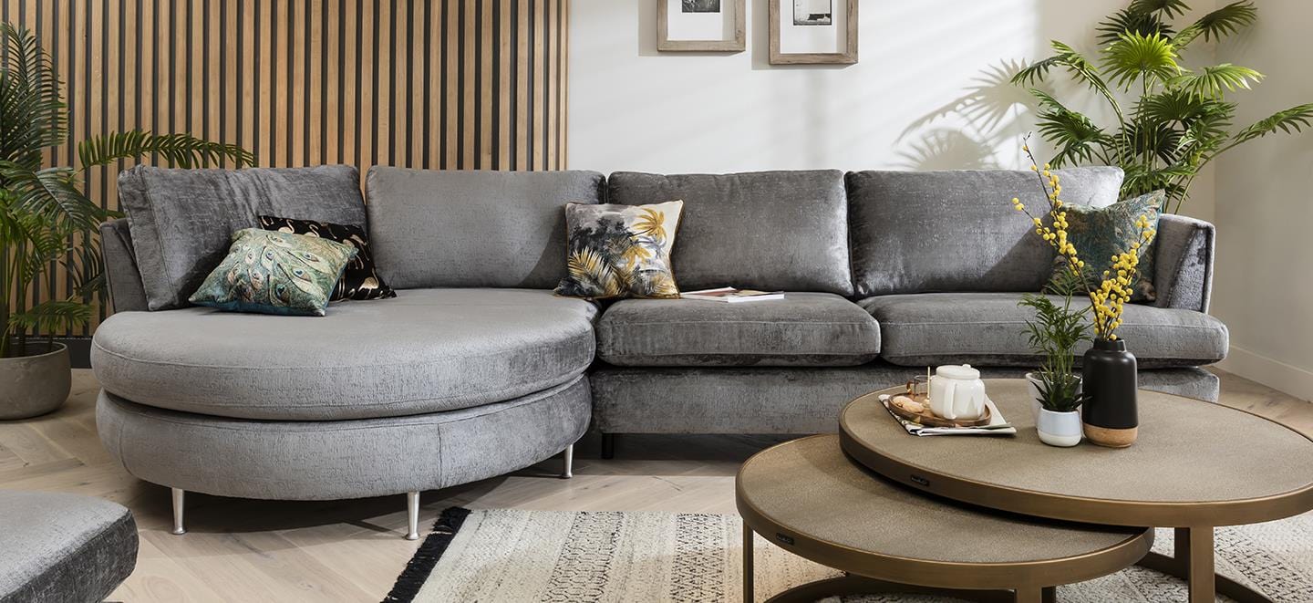 Quatropi 5 Seater Modular Sofa - Round Snuggle Chaise End, Tessa 352x165cm