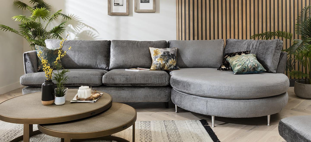 Quatropi 5 Seater Modular Sofa - Round Snuggle Chaise Right End, Tessa 352x165cm