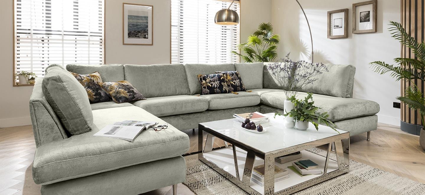 Quatropi 5 Seater Modular U-Shape Sofa - Open End Cinema Sofa, Tessa 373x225cm