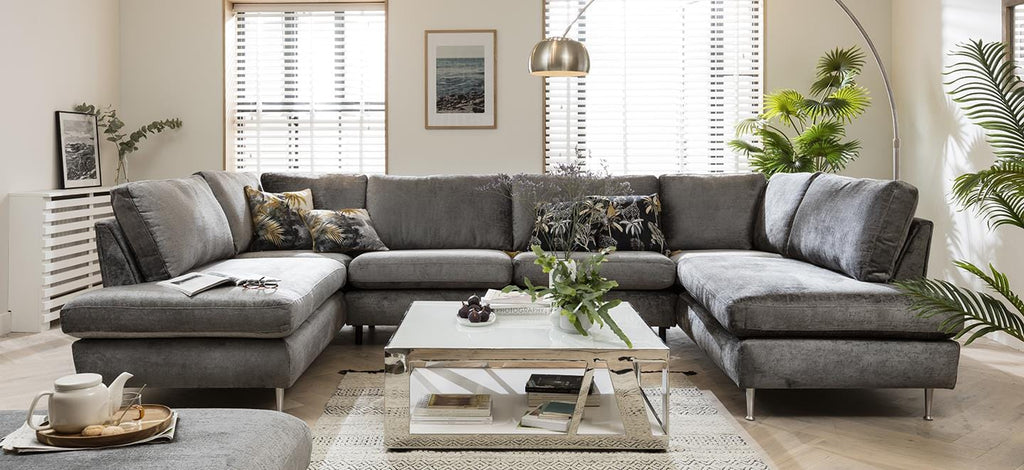 Quatropi 5 Seater Modular U-Shape Sofa - Open End Cinema Sofa, Tessa 373x225cm