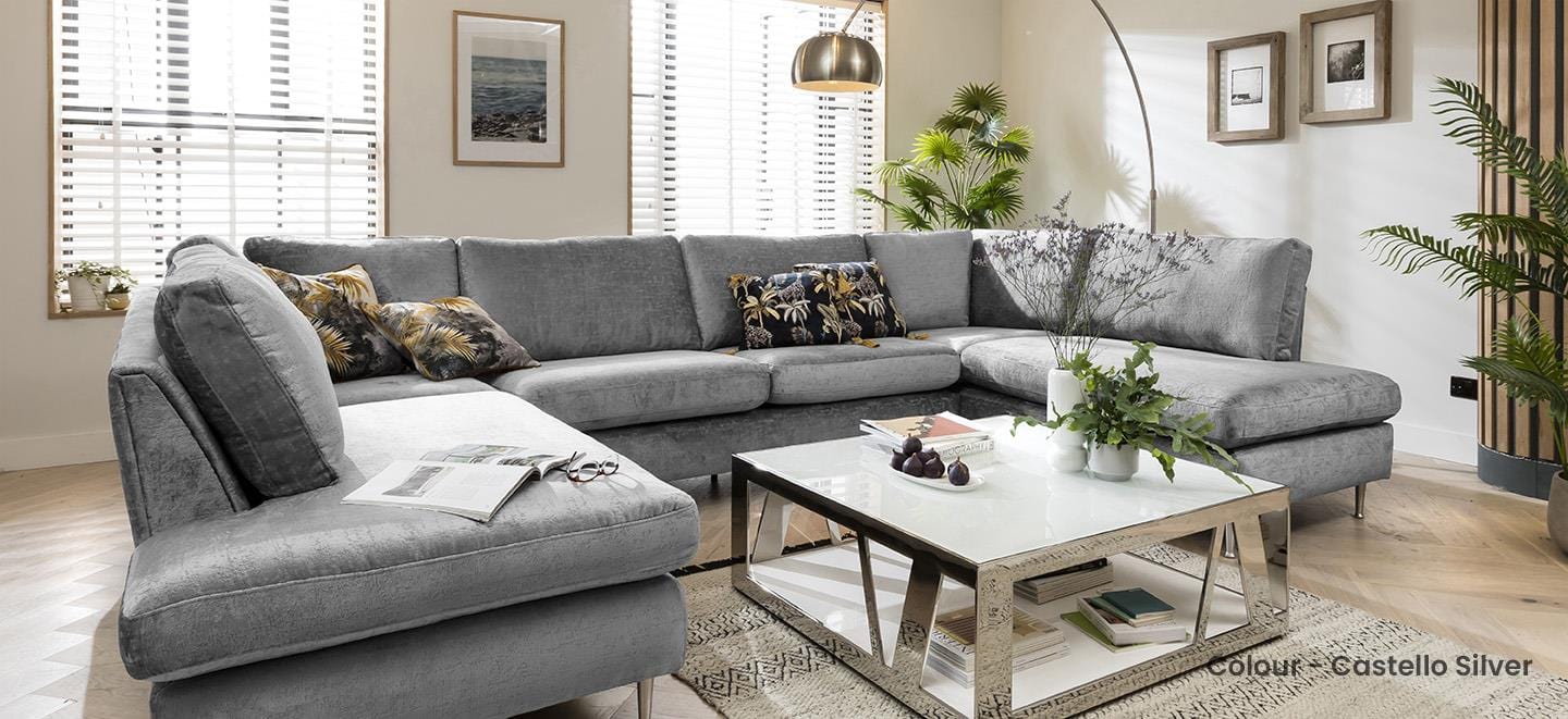 Quatropi 5 Seater Modular U-Shape Sofa - Open End Cinema Sofa, Tessa 373x225cm