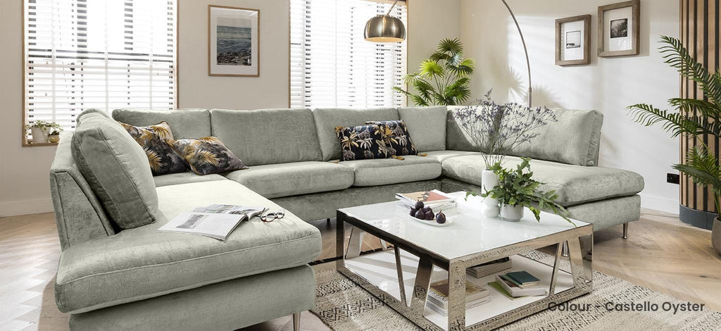 Quatropi 5 Seater Modular U-Shape Sofa - Open End Cinema Sofa, Tessa 373x225cm