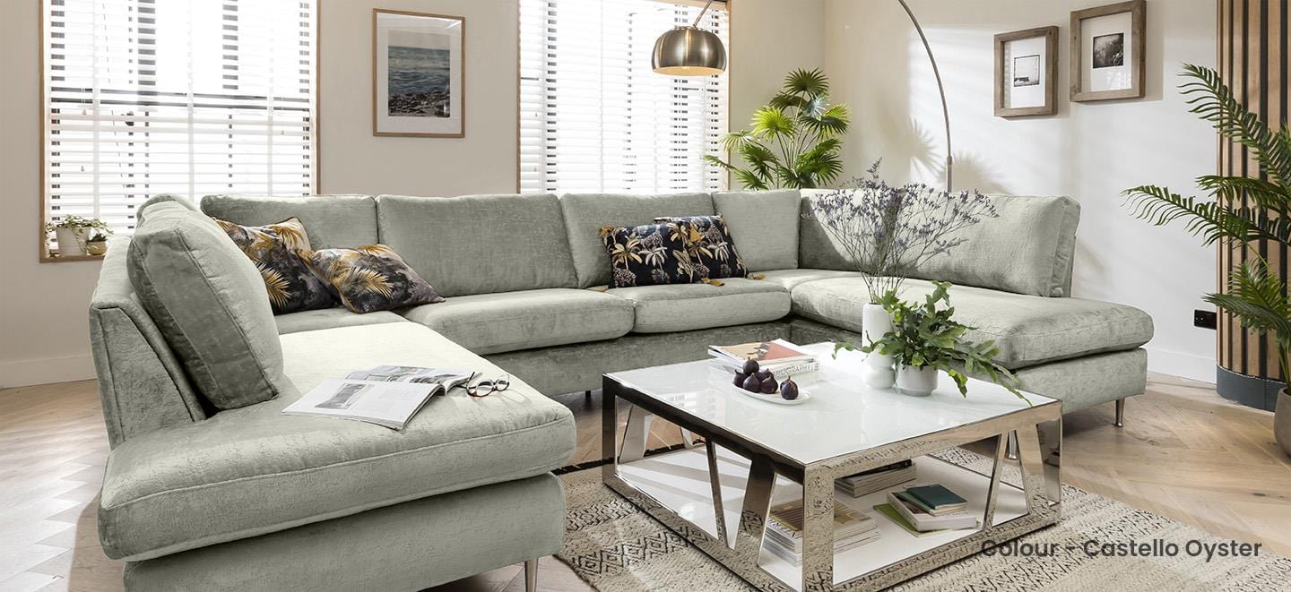 Quatropi 5 Seater Modular U-Shape Sofa - Open End Cinema Sofa, Tessa 373x225cm