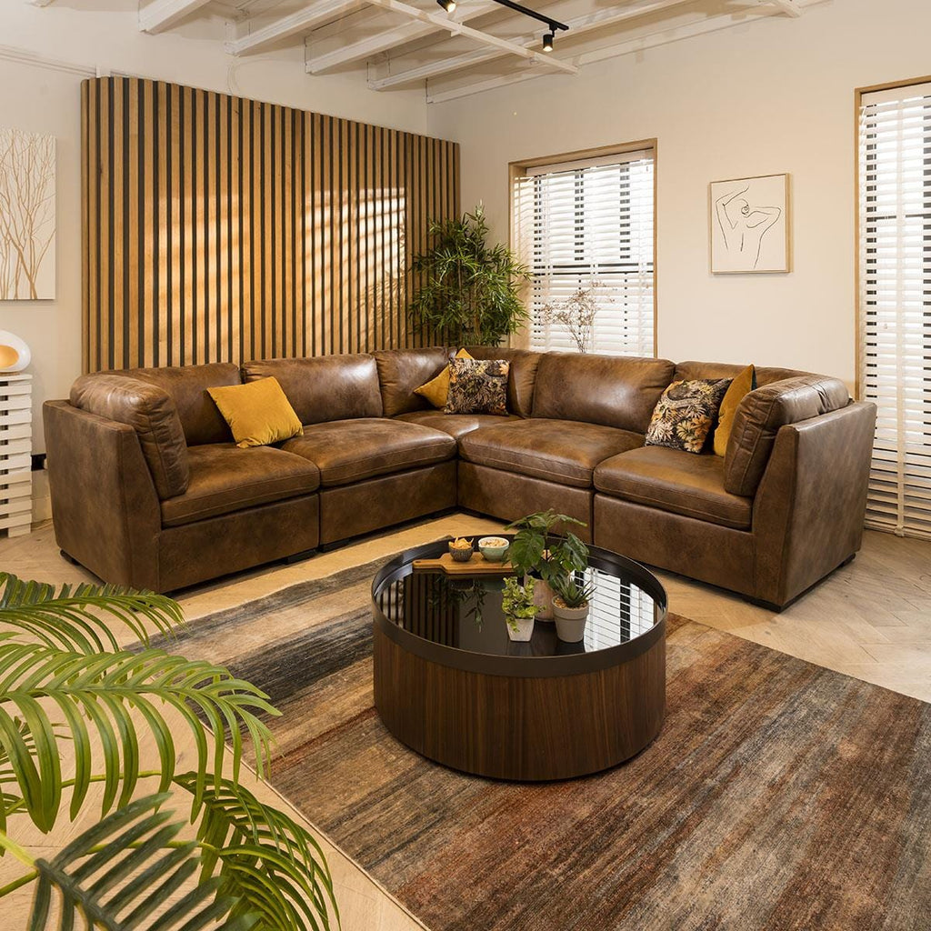 Mikey 6 Seater Corner Sofa Brown 285x285cm 14