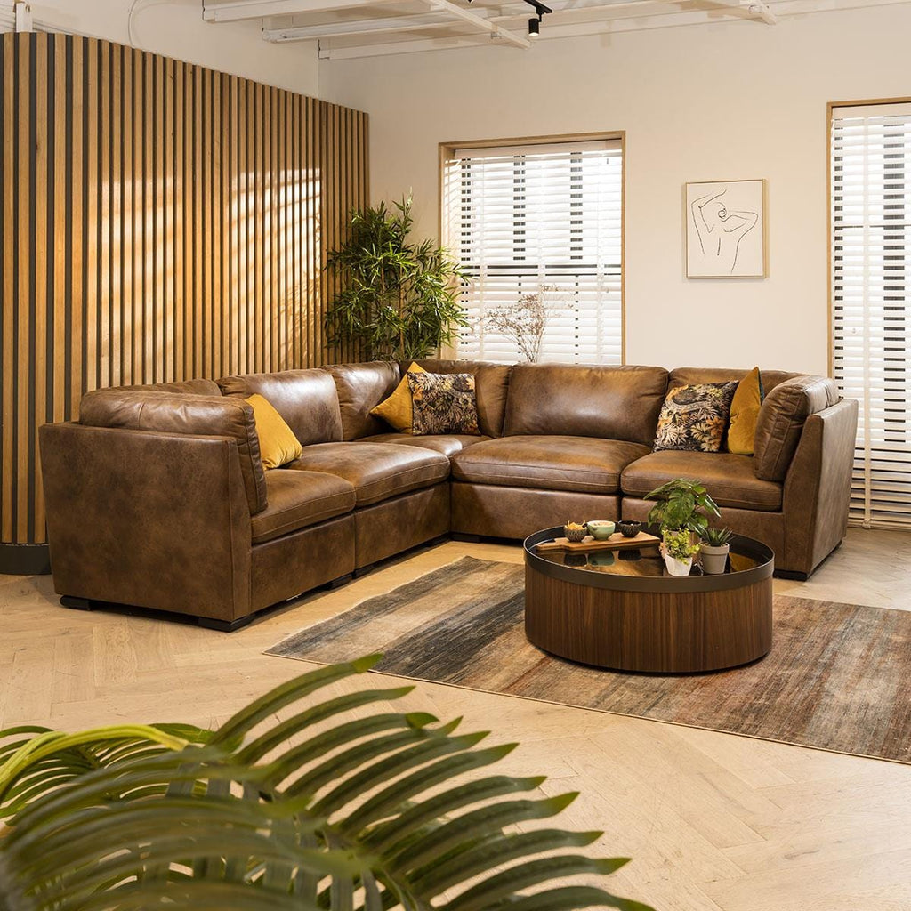 Mikey 6 Seater Corner Sofa Brown 285x285cm 14